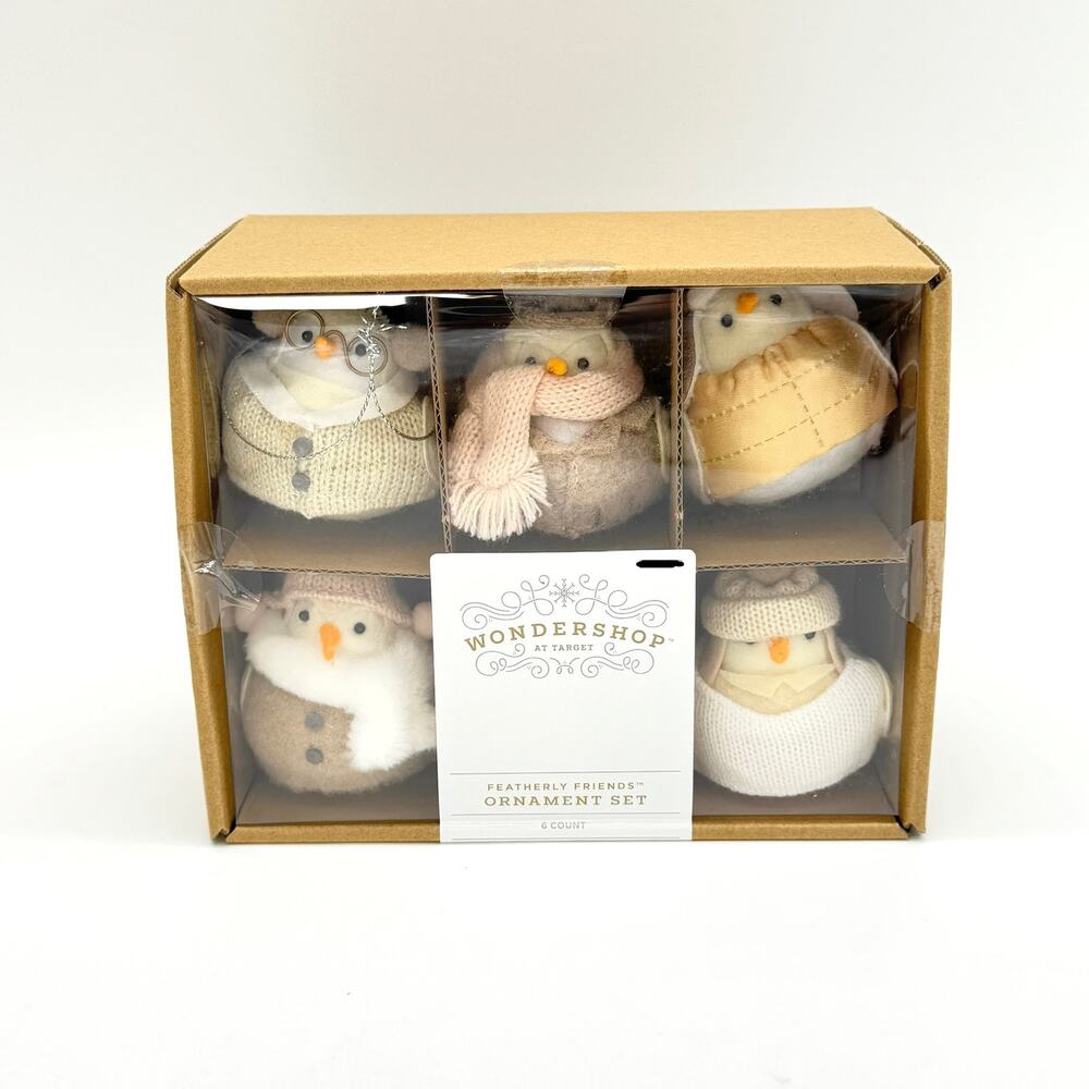 Set of 6 Wondershop Featherly Friends Christmas 2024 Neutral Bird Ornaments NEW